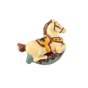 Vintage Ivory & Brown Race Horse 2in‎ Fridge Magnet B16